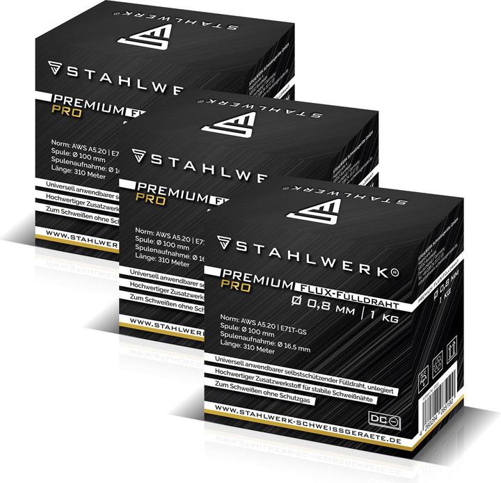 Produktbild Stahlwerk Fülldraht MIG/MAG Ø 0,8 mm E71T-GS 1kg Drahtrolle S100/ D100 3er Set