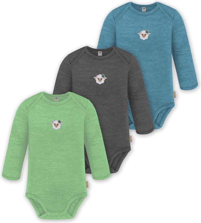 Normani 3er Pack Baby Merino Body Langarm „Auckland" - 9375