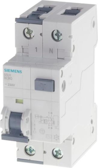 Actual product image Siemens RCBO type A 30mA, 10kA, 1+N-pole B 10A