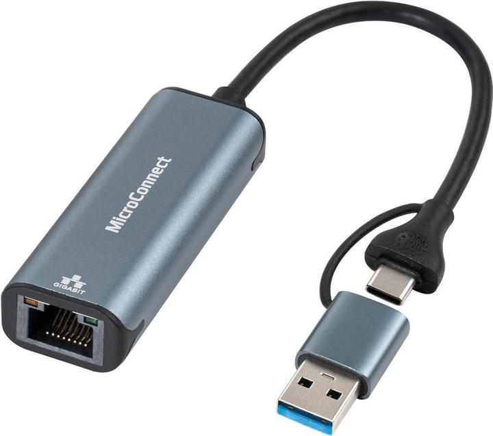 Immagine prodotto MicroConnect Adattatore di rete da USB-C / A a RJ45 (USB 3.0, USB-C, RJ45 (1x))