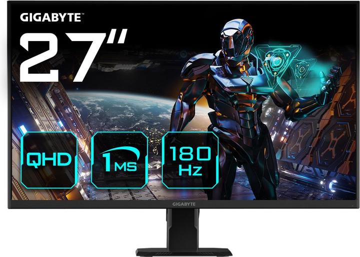 Image du produit Gigabyte GS27QA Moniteur de jeu 27" QHD - 2560 x 1440 (QHD), 180Hz, 1ms, 300 cd/m2, FreeSync, HDR Ready, HDMI (2560 x 1440 pixels, 27")