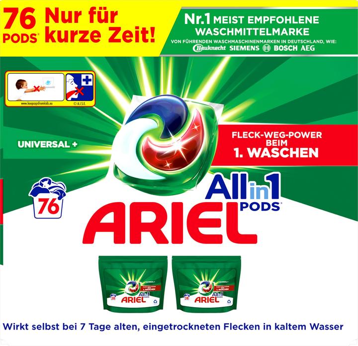 Actual product image Ariel All-in-1 PODS (76 Washing cycles, Wash pods)
