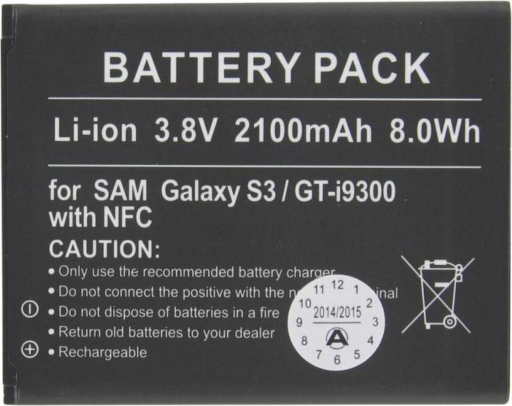 Actual product image Samsung Galaxy S III battery, GT-I9300, EB-L1G6LLUC with NFC