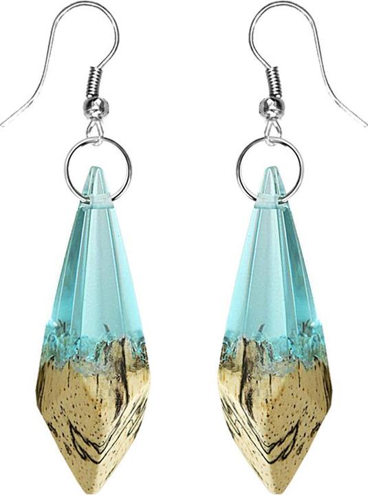 Immagine prodotto Star Piercing Ohrring Diamant Epoxy aqua aus Tamarind Holz
