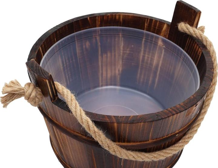 Produktbild Swisshandel24 Saunakübel mit Einsatz, Saunazubehör Saunaeimer Saunakelle Aufguss, Kiefernholz 3,5 L - dunkel-braun
