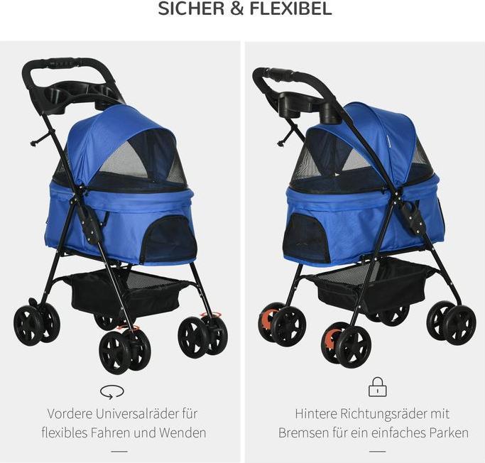 Produktbild Swisshandel24 Hundewagen Hundebuggy mit Klappfunktion Pet Stroller für kleine Hunde und Katzen Haustierwagen Katze (Hund, Katze, Faltbar)