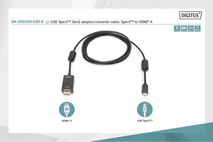 Immagine prodotto Digitus USB Typ C — HDMI (Typ A) (2 m, HDMI)