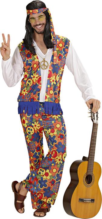 Image du produit Widmann HIPPIE MAN (Hemd mit Weste, Hose, Kopftuch, Kette mit Peacezeichen), L (L)