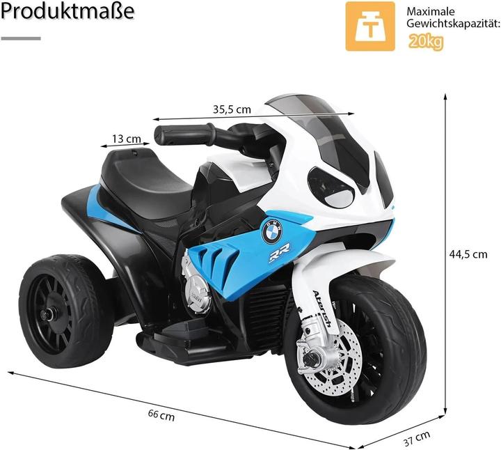 Produktbild Homcom Kinder Elektro Motorrad mit Licht- und Soundeffekte BMW S1000 RR blau (6 V)