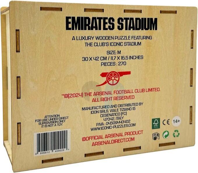 Actual product image Iconic Arsenal FC - Emirates Stadium - Wooden Puzzle Size L (500 pieces) (500 pieces)