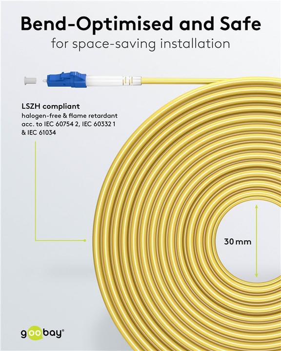 Produktbild Goobay Glasfaserkabel FTTH, Singlemode OS2 Yellow, Gelb Simplex, 5 m (S/UTP, 5 m)