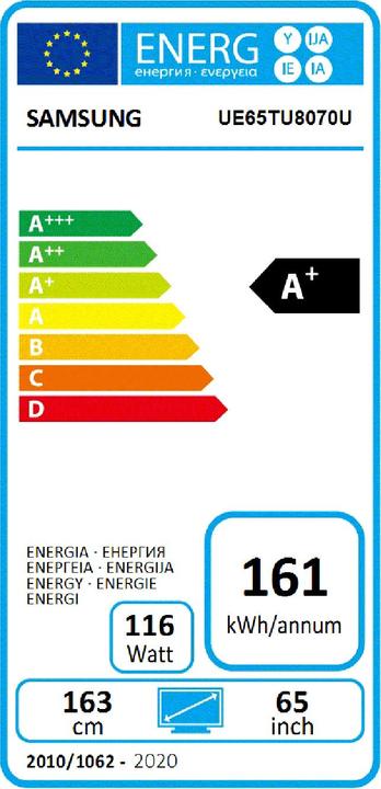 Energy Label Samsung UE65TU8070 (65", LCD, 4K, 2020)