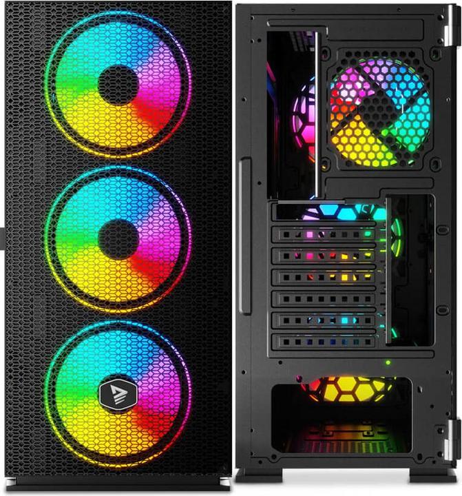 Actual product image Savio PC Case Raptor X1 ARGB Glass/Mesh Black (ITX, ATX, Mini-ATX)