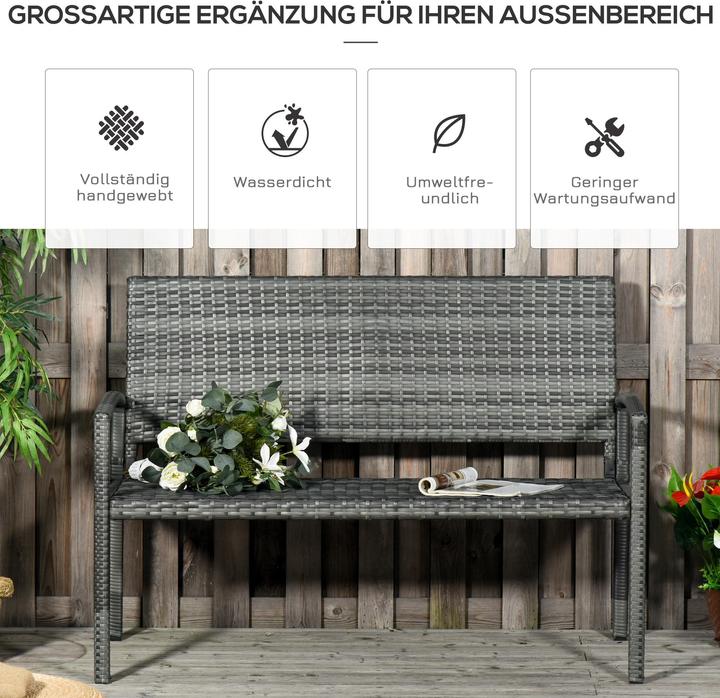 Produktbild Outsunny Gartenbank Rattanoptik mit Stahlrahmen