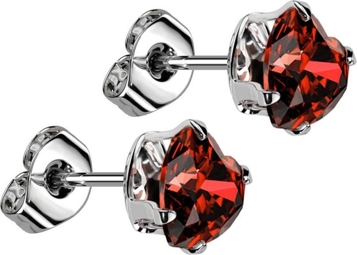 Produktbild Star Piercing Ohrstecker silber mit Herzkristall rot (Chirurgenstahl 316L, ohne Messing)
