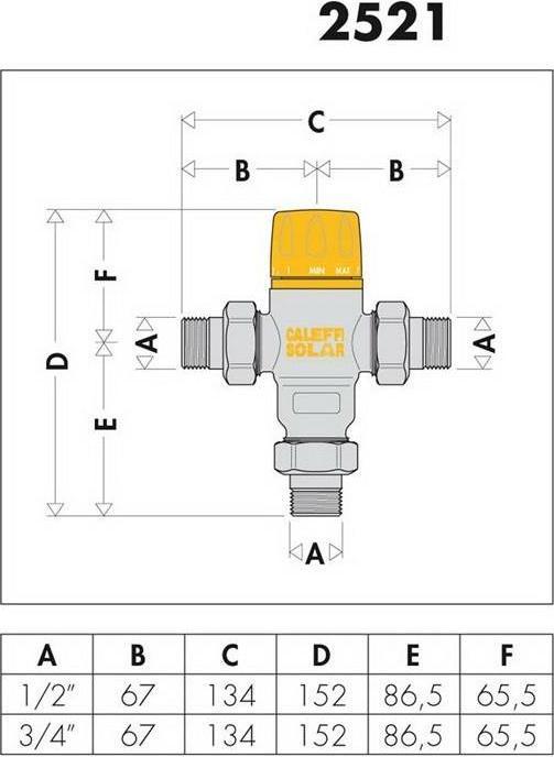 Actual product image Caleffi Solar thermostatic mixing valve f inlet temperatures b 100 GrC 3/4inch