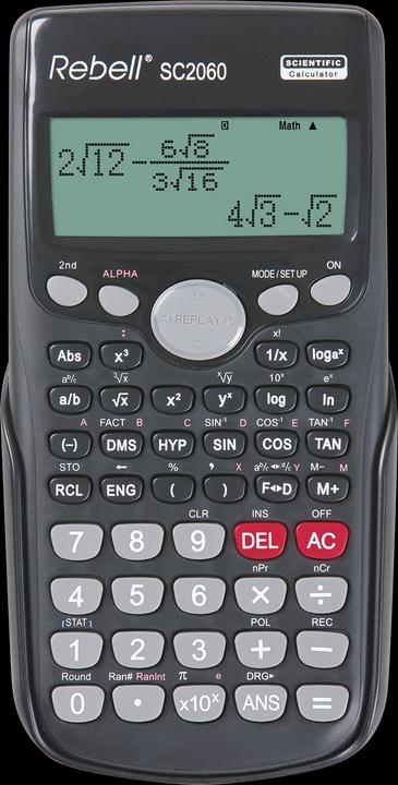 Immagine prodotto Rebell Calcolatrice scolastica SC2060S, nera (Batterie, Celle solari)