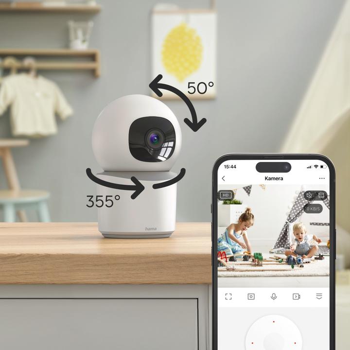 Image du produit Hama Caméra de surveillance intelligente, WLAN, intérieur, enregistrement, orientable, Full-HD (1920 x 1080 Pixels)