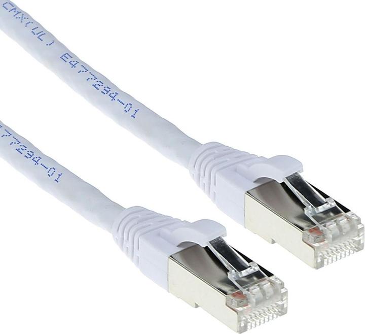 Image du produit Câble patch SFTP CAT6A blanc de 15 mètres avec connecteurs RJ45. Cat6a s/ftp snagless wh 15.00m (S/FTP, CAT6a, 15 m)