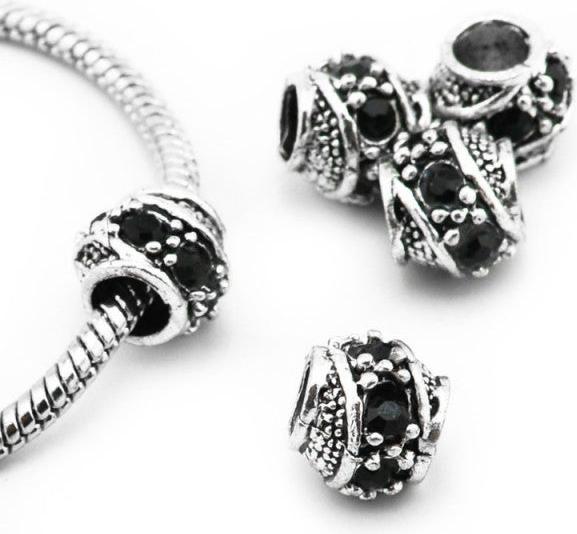Immagine prodotto Hermex Perlina di strass placcata argento 925 - Nero argenteo (Argento 925)