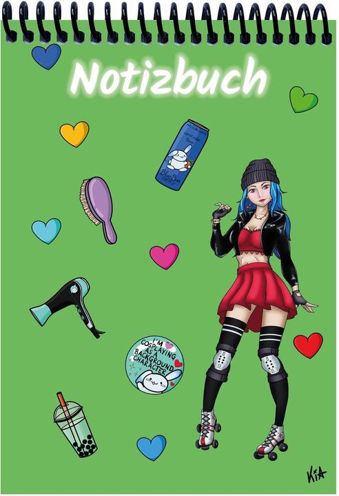 Image du produit A 4 Carnet de notes Manga Enora, vert, pages blanches (A4)