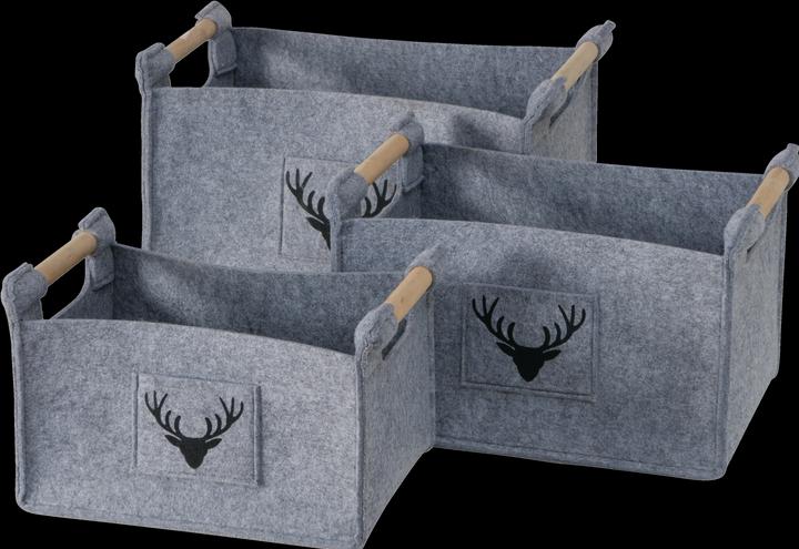 Boltze Home Aufbewahrungskorb Karly 3er Set, Grau (3 x, 50 x 35 x 31.5 cm)