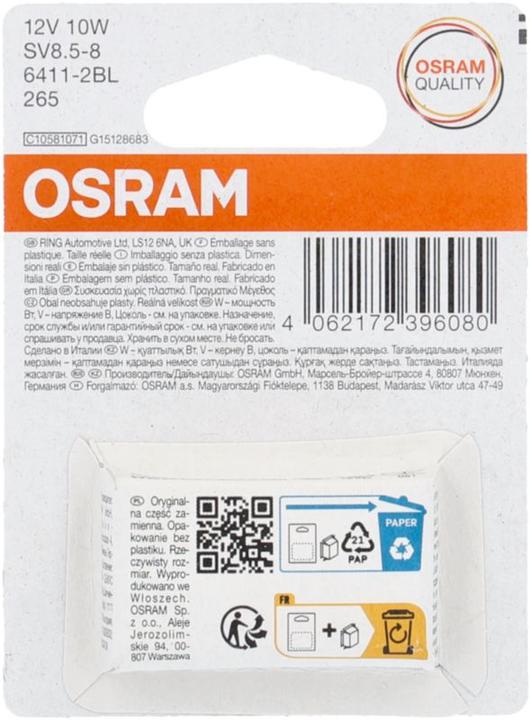 Immagine prodotto Osram 4062172396080 Lampadine da Soffitto Standard C10W 10 W 12 V (C10W)
