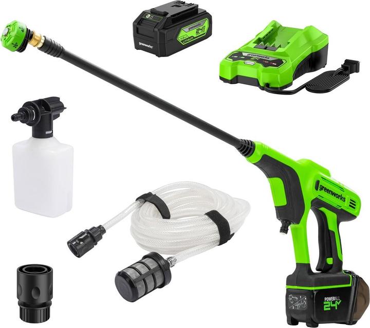 Actual product image Greenworks 24V Myjka ciśnieniowa G24PWK4 - Zestaw ładowarka + akumulator 4Ah - 5105307UB (Rechargeable battery operated)