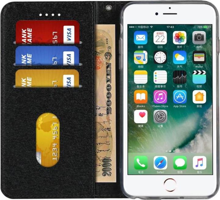 Produktbild Cover-Discount iPhone SE / 8 / 7 - Silk Texture Flip Case schwarz (Apple iPhone SE (2nd Gen), Apple iPhone 8, Apple iPhone 7)