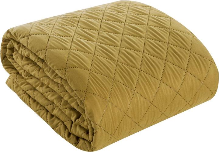 Actual product image Eurofirany DESIGN 91 Bedspread with geometric pattern, hot press ALARA/3, 220X240 cm, colour: Mustard (220 x 240 cm)