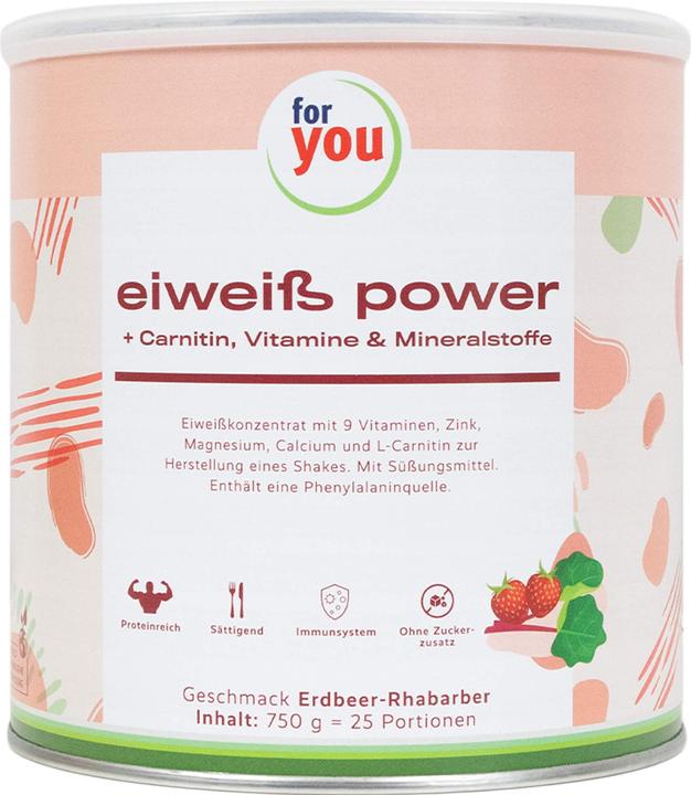 Produktbild For You whey protein isolate - Joghurt-Himbeere (Erdbeer-Rhabarber, 1 Stk., 750 g)