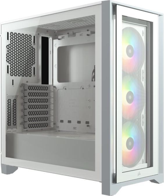 Produktbild Corsair iCUE 4000X RGB Mid-Tower White-Gehäuse aus gehärtetem Glas (mATX, Mini-ITX, ATX, E-ATX)