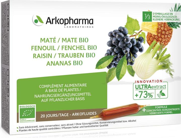 Produktbild Arkopharma Arkofluide Bio Ananas Mate Fenchel Trauben Ampullen (40 Stück, Ampulle, 370 g)