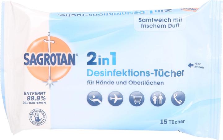 Actual product image Sagrotan 2 in 1 disinfectant wipes, 15 pcs. wipes