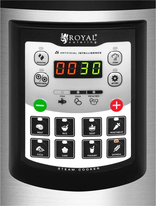 Produktbild Royal Catering Aluminium Schnellkochtopf Kochtopf Dampfkocher Schnellkocher 4L Timer + Display