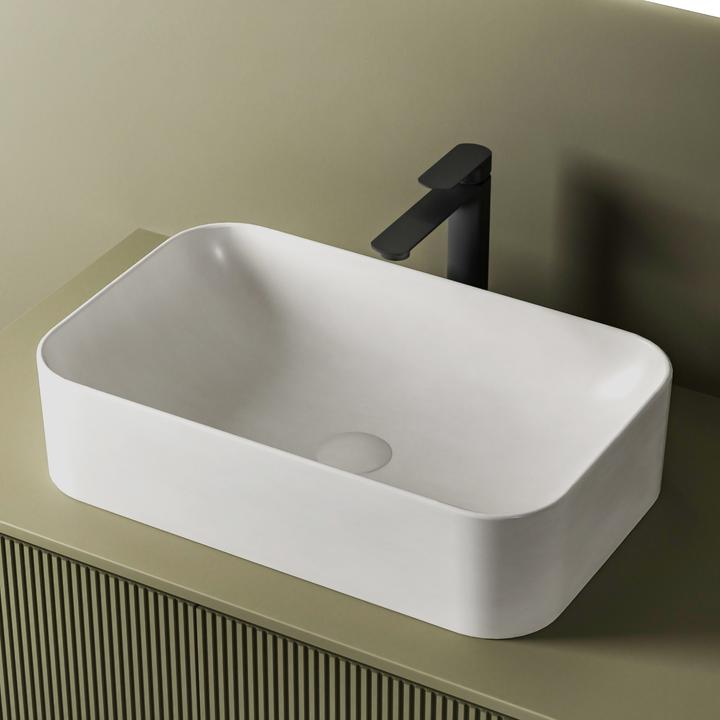 Immagine prodotto Emke Lavabo di design Lavabo da appoggio Bianco Opaco Lavabo in ceramica di alta qualità Bagno Facile da (380 mm, 610 mm)