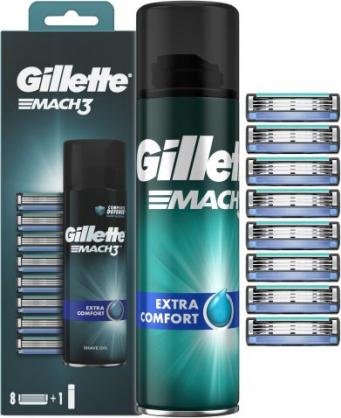Produktbild Gillette Venus Gillette - Replacement heads Gillette Mach3 8 pcs + Extra Comfort shaving gel (Shave Gel) 200 ml (8 x)