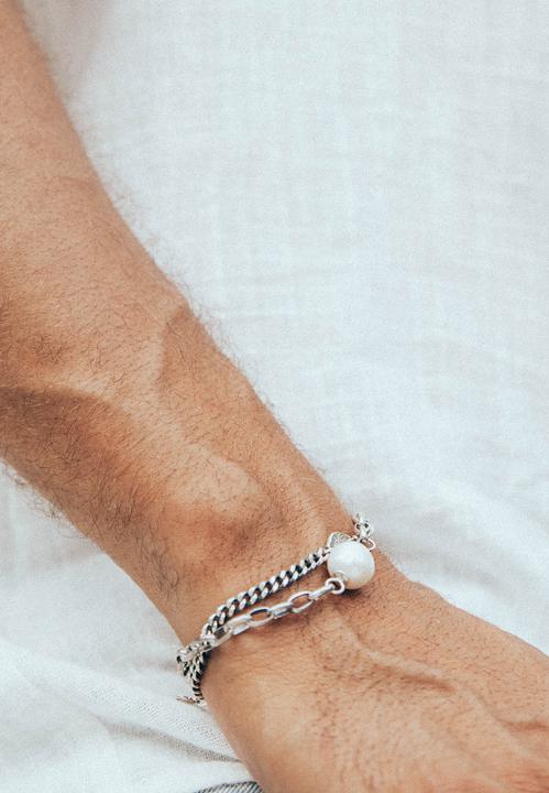 Produktbild Haze & Glory Armband Gliderarmband - Chunky Perle 925 Silber (21 cm, No stone, 925er Sterling Silber, Süsswasserzuchtperlen)