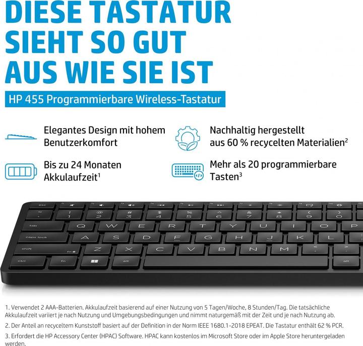 Produktbild HP 455 Tastatur programmierbar (DE, Kabelgebunden)