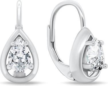 Brilio Silver - Dangling silver earrings with zircons EA1163W