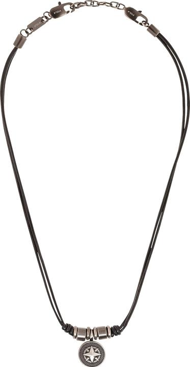 Immagine prodotto S.Oliver Collana da uomo, pelle, acciaio inossidabile | bussola (Acciaio inossidabile, Cuoio, 40 cm)