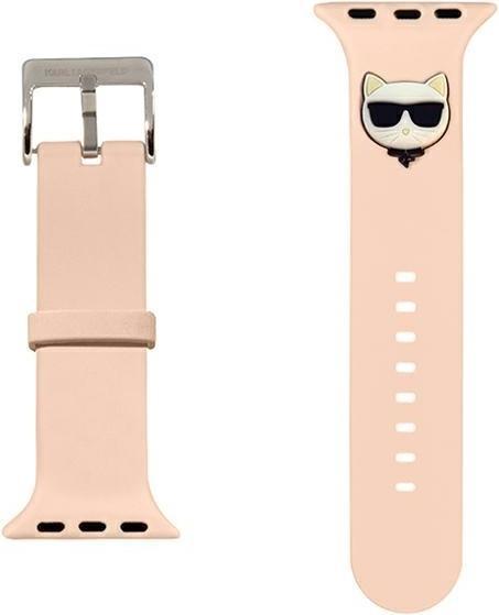 Immagine prodotto Karl Lagerfeld KLAWMSLCP Cinturino Apple Watch 38/40 / 41 mm rosa / cinturino rosa Silicone Choupette Heads (38 mm, 40 mm, Silicone)