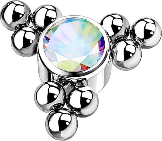 Produktbild Star Piercing Dermal Anchor silber Kugeln Dreieck mit Kristall multicolor (ohne Messing, Titan G23)