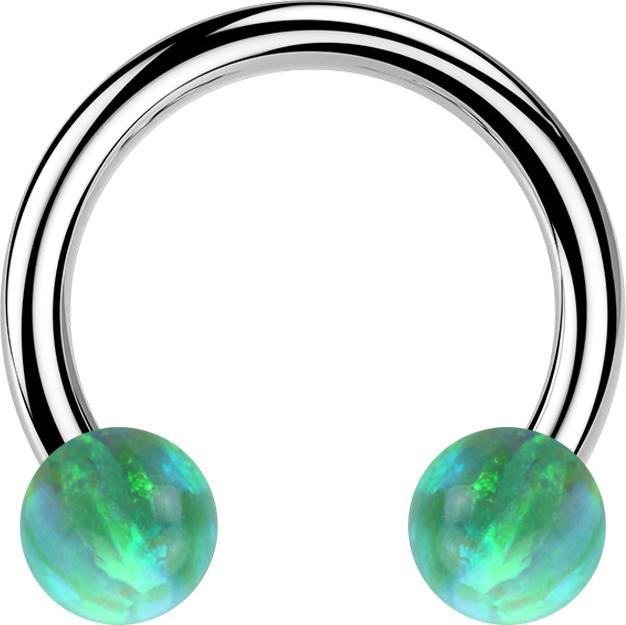 Immagine prodotto Star Piercing Campanile circolare in argento con due sfere verde opale (senza ottone, Acciaio chirurgico 316L)