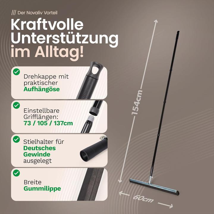 Produktbild Novaliv 4X Duschabzieher 60cm Langer Stiel 130 cm Bodenabzieher Dusche Terasse gross Fensterreiniger