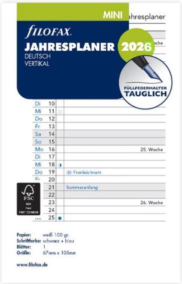Image du produit Filofax MINI AGENDA ANNUEL 2026