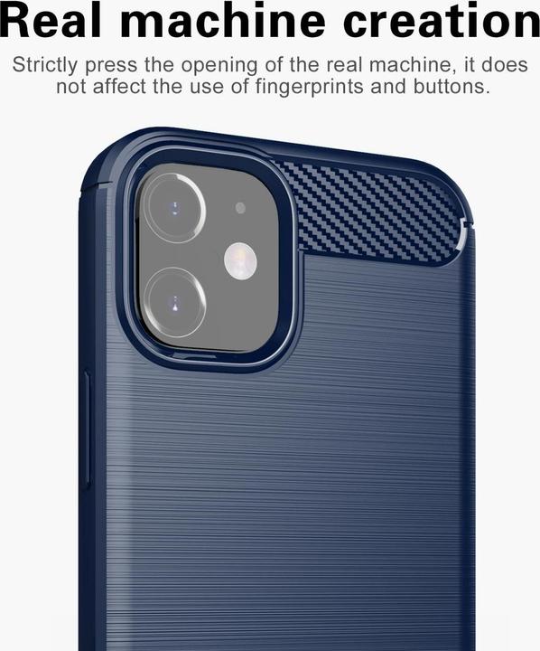Actual product image Cadorabo TPU Ultra Slim carbon stainless steel Combi Cover (Apple iPhone 12 mini)