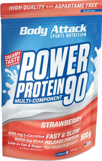 Body Attack New Power Protein 90 (500g bag) (Strawberry, 1 pcs., 500 g)