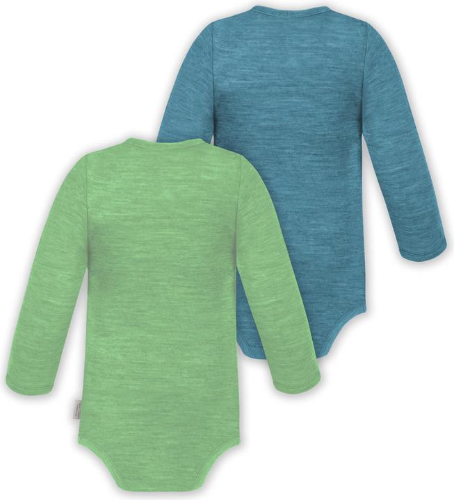 Produktbild Normani 2er Set Unisex Baby Wickelbody Langarm-Strampler Einteiler aus Merinowolle - 9351 (74)