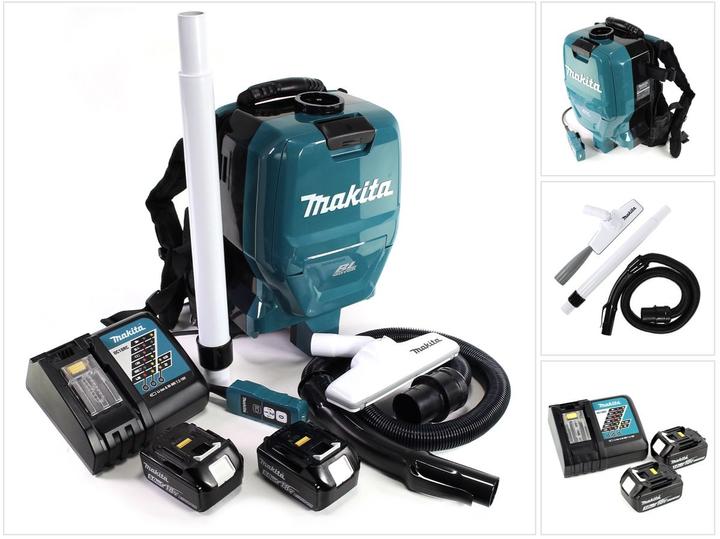 Produktbild Makita DVC 260 36V Akku Rucksack Staubsauger (2x 18V) Brushless mit 2x 3,0 Ah Akku und Ladegerät (Rückenstaubsauger)